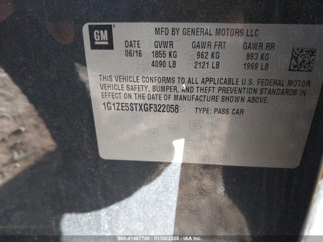 1G1ZE5STXGF322058 Chevrolet MALIBU 1LT