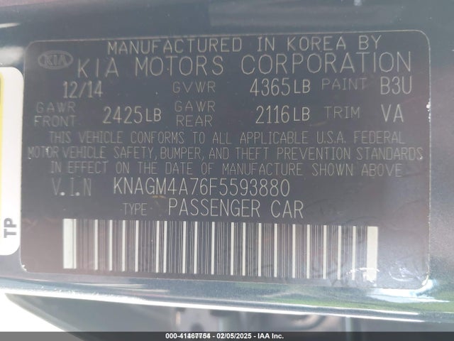 KIA Optima Lx 2015 KNAGM4A76F5593880 Image 9