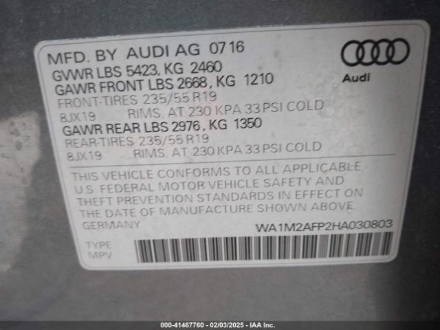 WA1M2AFP2HA030803 Audi Q5 2.0t Premium