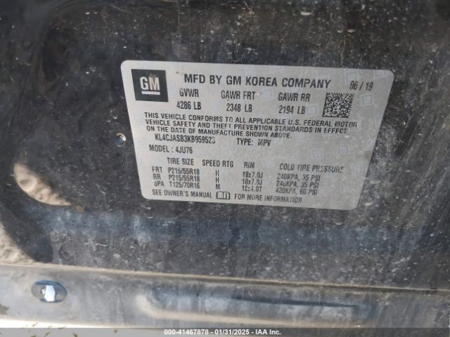 KL4CJASB3KB959523 Buick Encore Fwd Preferred