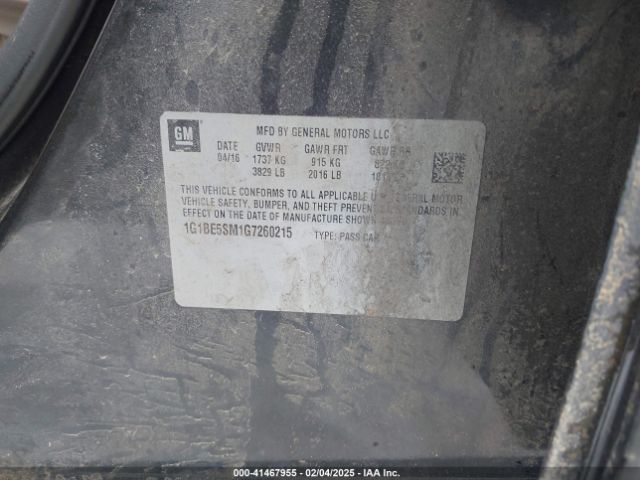 1G1BE5SM1G7260215 Chevrolet Cruze Lt Auto