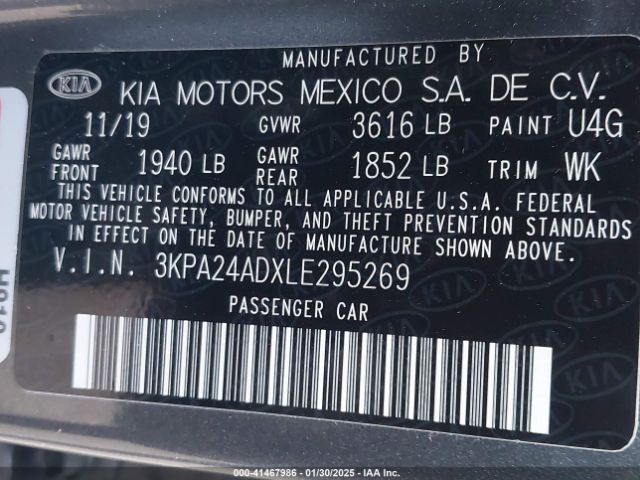 3KPA24ADXLE295269 KIA RIO S