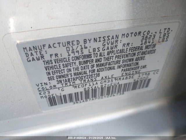 Nissan SENTRA S 2016 3N1AB7AP0GY226738 Image 9