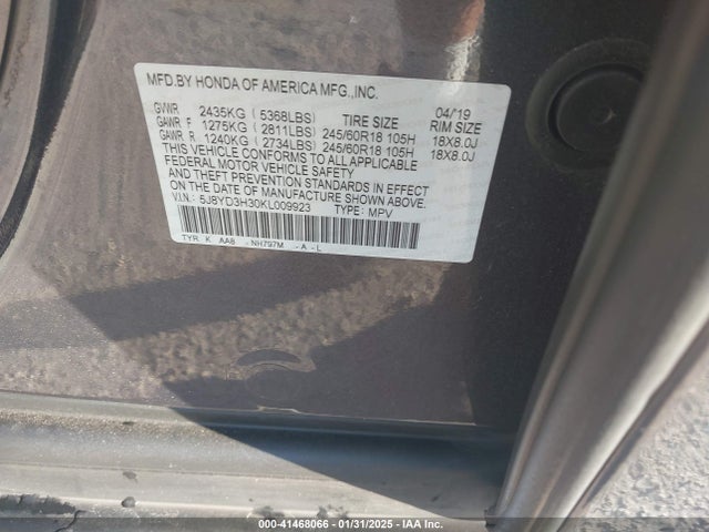 5J8YD3H30KL009923 Acura Mdx Standard
