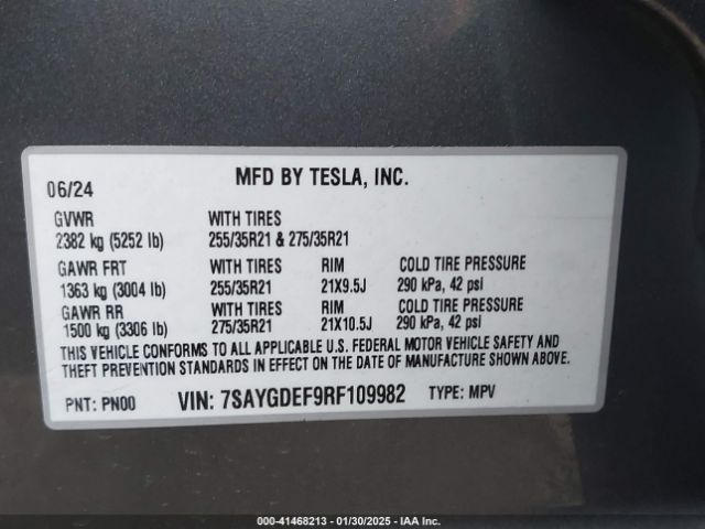 7SAYGDEF9RF109982 Tesla Model Y Performance Dual Motor All-wheel Drive