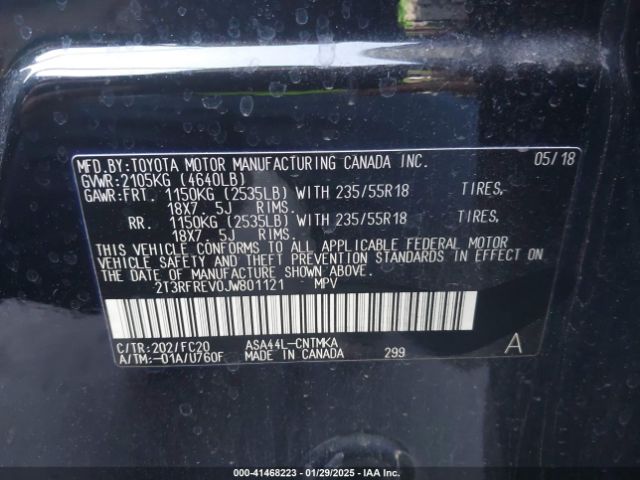 2T3RFREV0JW801121 Toyota Rav4 Adventure/xle