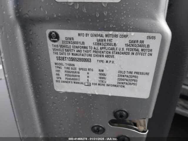 2005 SAAB 9-7X 5S3ET13S652800663 Photo 8