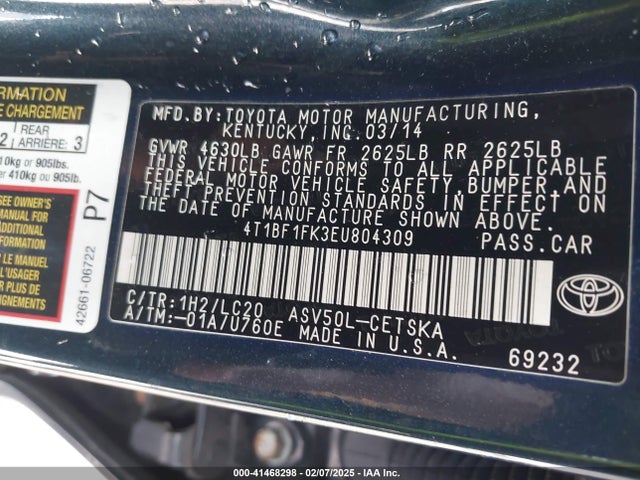 Toyota CAMRY SE 2014 4T1BF1FK3EU804309 Image 9