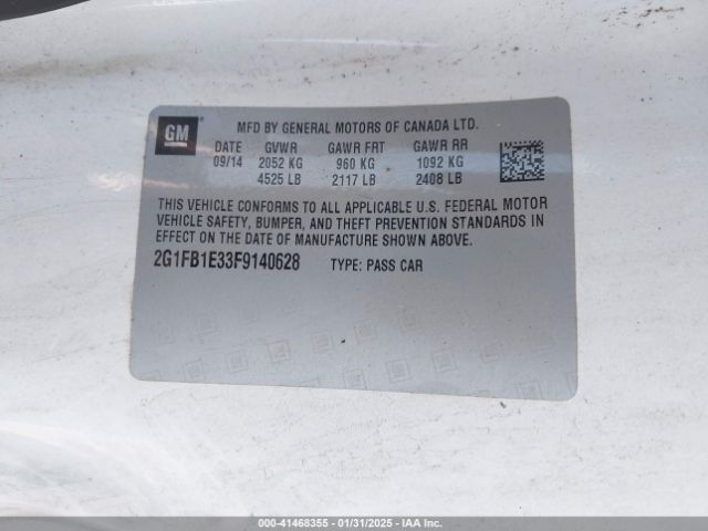 2G1FB1E33F9140628 Chevrolet Camaro 2ls