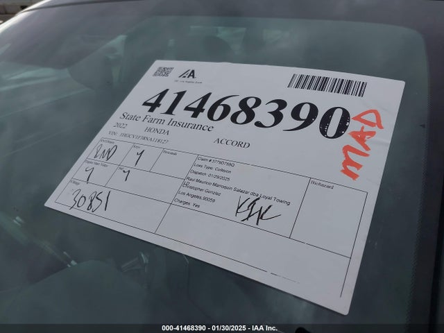 1HGCV1F38NA118127 Honda Accord Sport
