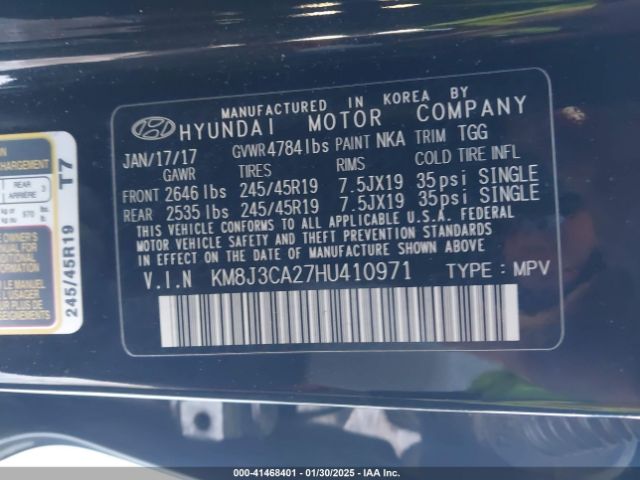 KM8J3CA27HU410971 Hyundai Tucson Sport