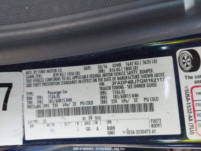 3FADP4BJ7GM162117 Ford FIESTA SE