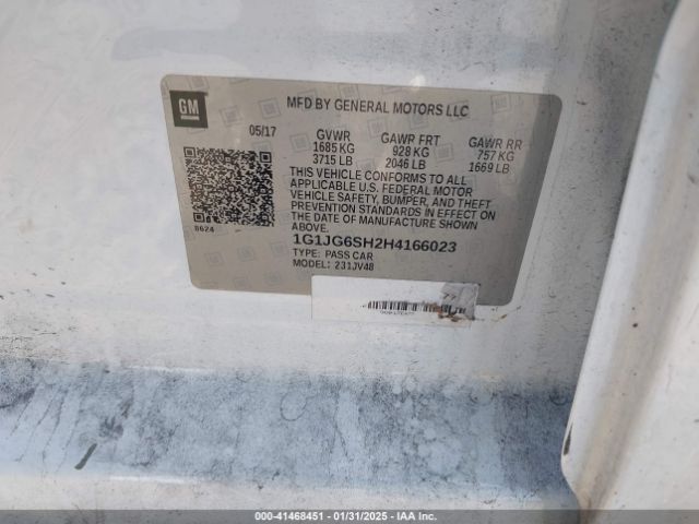 1G1JG6SH2H4166023 Chevrolet Sonic Lt Auto