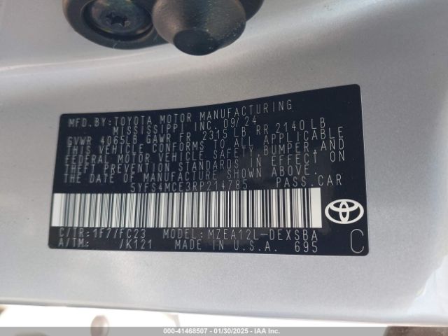 5YFS4MCE3RP214785 Toyota COROLLA SE