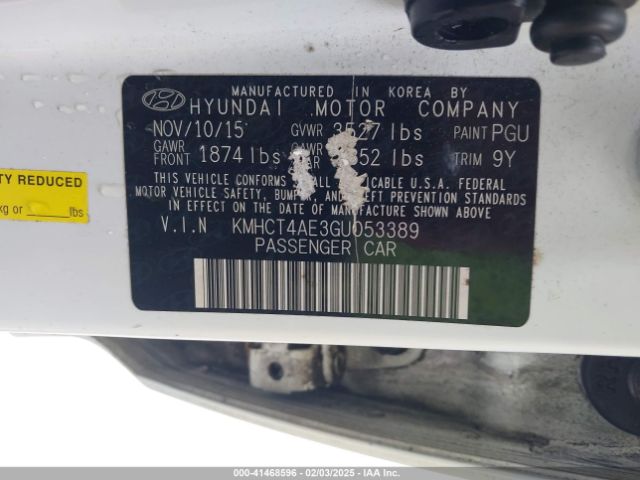 KMHCT4AE3GU053389 Hyundai ACCENT SE