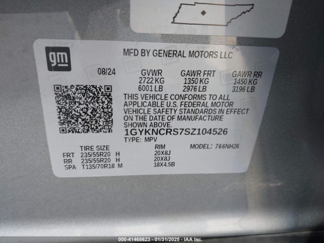 1GYKNCRS7SZ104526 Cadillac Xt5 Fwd Premium Luxury