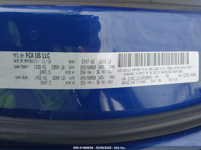 2C4RC1EG1KR588803 Chrysler Pacifica Touring L Plus
