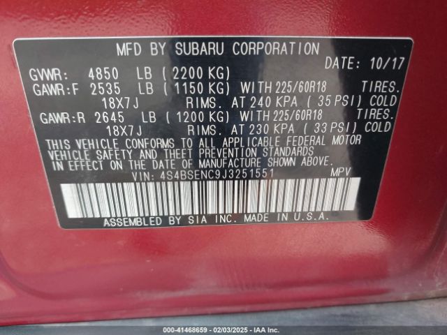 4S4BSENC9J3251551 Subaru Outback 3.6r Limited