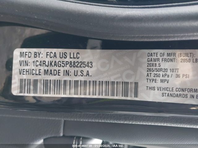 1C4RJKAG5P8822543 Jeep Grand Cherokee L Altitude 4x4