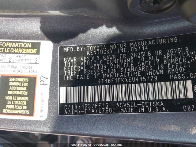 Toyota CAMRY SE 2014 4T1BF1FKXEU415179 Image 9