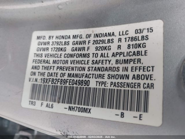 19XFB2F89FE049890 Honda CIVIC EX