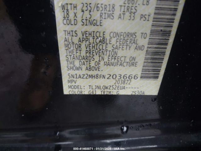 5N1AZ2MH8FN203666 Nissan MURANO SV
