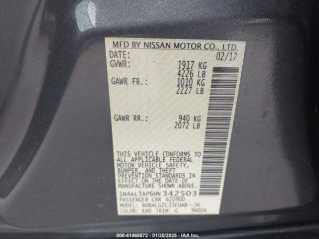 1N4AL3AP6HN342503 Nissan Altima
