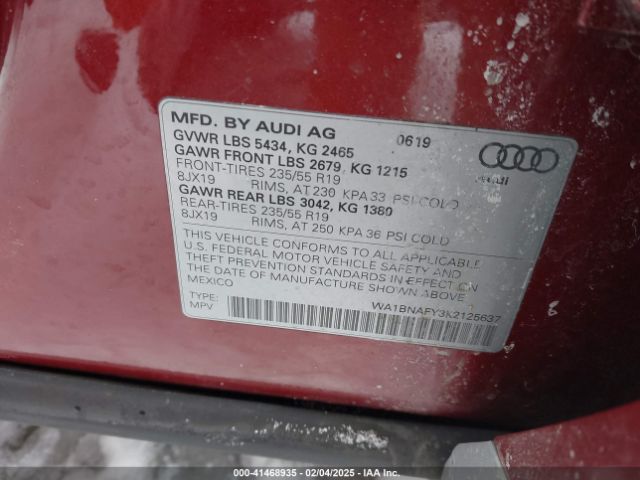 WA1BNAFY3K2125637 Audi Q5 45 Premium