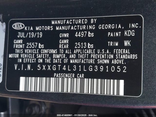 5XXGT4L31LG391052 KIA Optima Lx