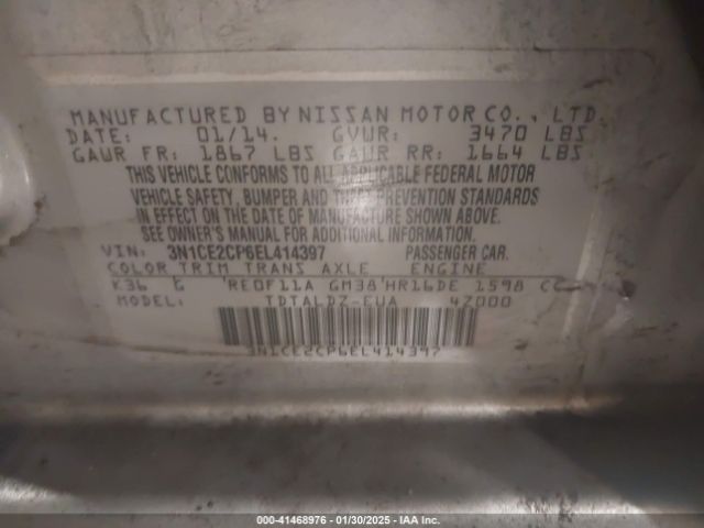 3N1CE2CP6EL414397 Nissan Versa Note Sv