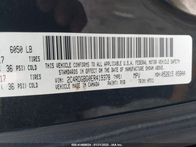 2C4RDGBG0ER419378 Dodge Grand Caravan American Value Pkg