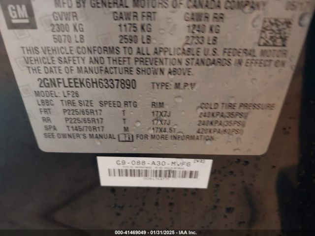 2GNFLEEK6H6337890 Chevrolet EQUINOX LS
