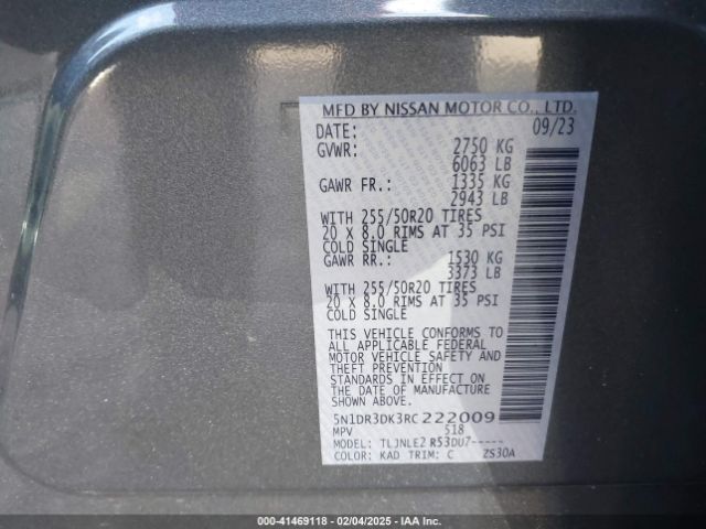 5N1DR3DK3RC222009 Nissan Pathfinder Platinum 4wd