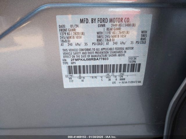 2FMPK4J98RBA77803 Ford EDGE SEL