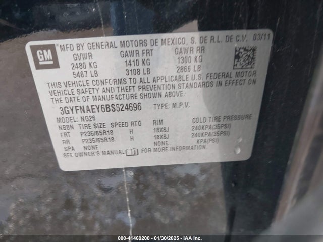 2011 CADILLAC SRX 3GYFNAEY6BS624696 Photo 8