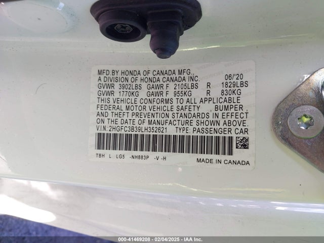 2HGFC3B39LH352621 Honda CIVIC EX