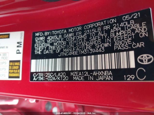 JTNC4MBE1M3139443 Toyota Corolla Xse