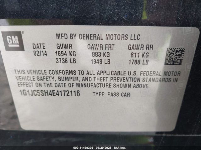 1G1JC5SH4E4172116 Chevrolet Sonic Lt Auto