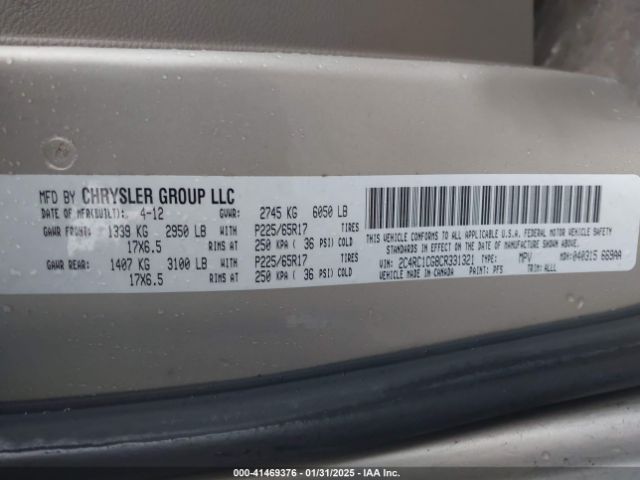 2012 CHRYSLER TOWN & COUNTRY 2C4RC1CG8CR331321 Photo 8