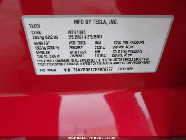 7SAYGDEF7PF976777 Tesla Model Y Performance Dual Motor All-wheel Drive