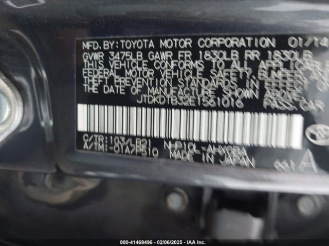JTDKDTB32E1561016 Toyota Prius C Four