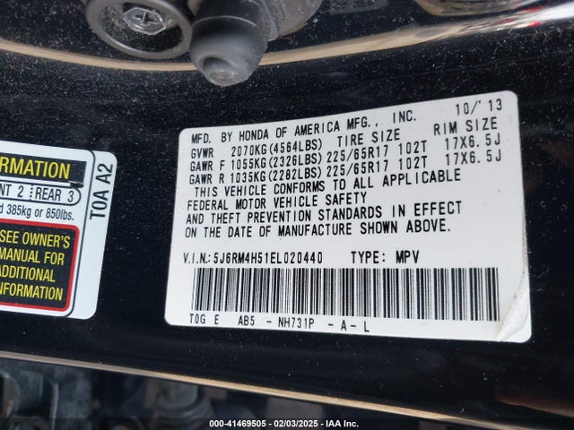 Honda CR-V EX 2014 5J6RM4H51EL020440 Image 9