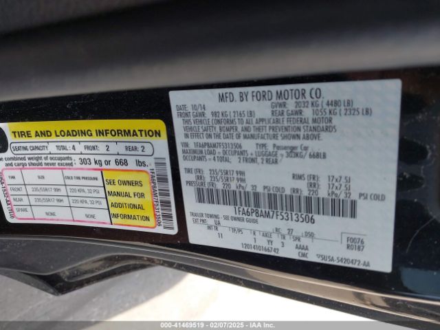 1FA6P8AM7F5313506 Ford Mustang V6