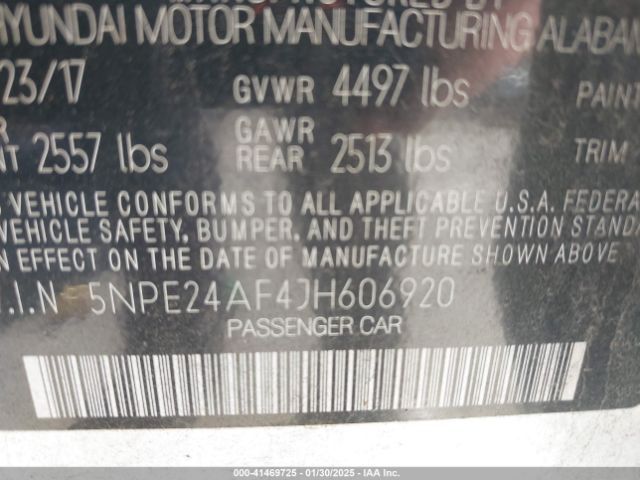 5NPE24AF4JH606920 Hyundai SONATA SE