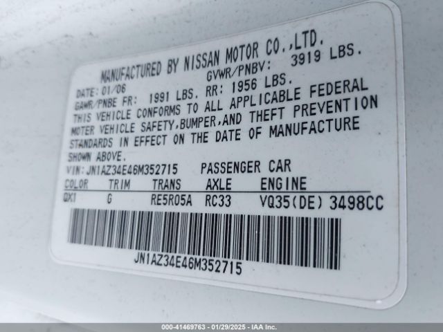 2006 NISSAN 350Z JN1AZ34E46M352715 Photo 8