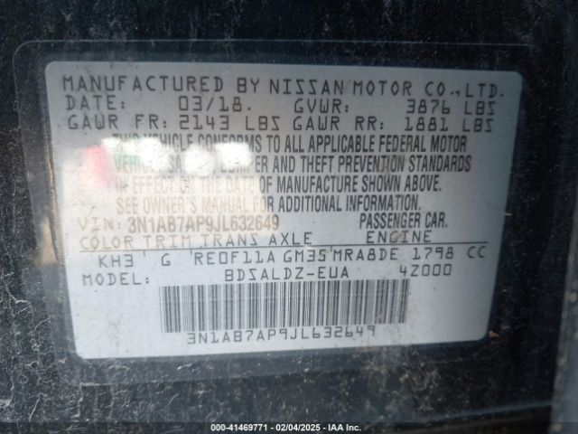 3N1AB7AP9JL632649 Nissan 2018