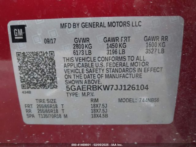 5GAERBKW7JJ126104 Buick Enclave Essence