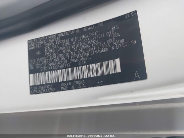2005 TOYOTA TUNDRA 5TBDT44135S487713 Photo 8