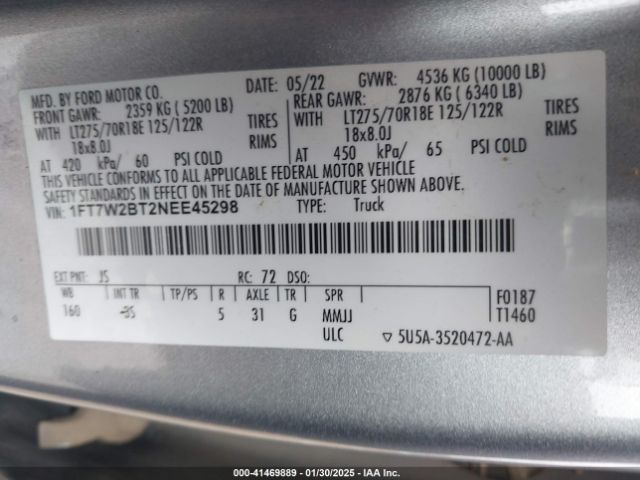 1FT7W2BT2NEE45298 Ford F-250 Xlt