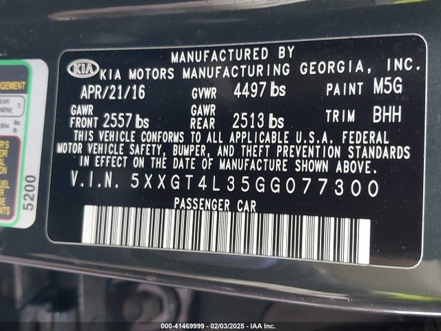 KIA Optima Lx 2016 5XXGT4L35GG077300 Image 9